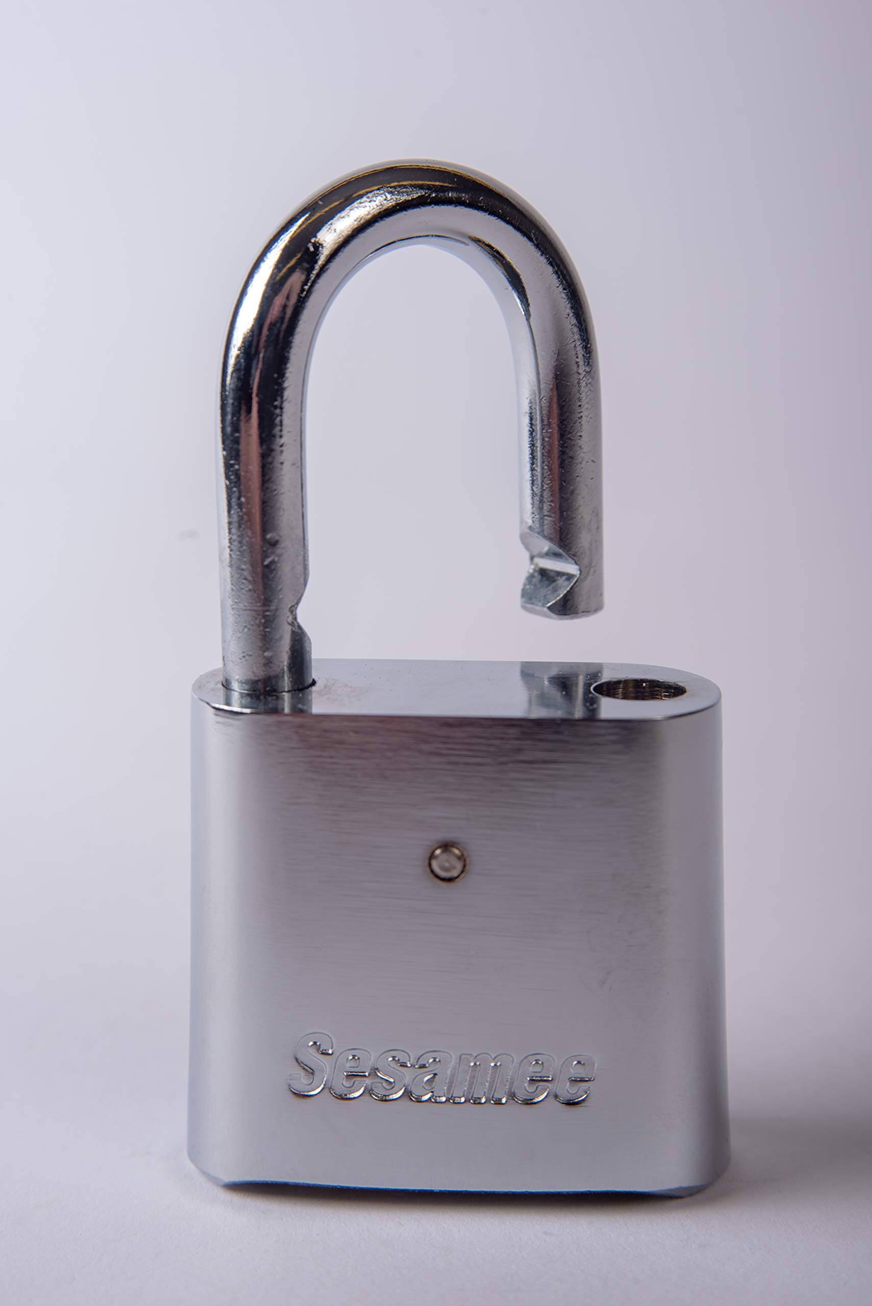 Sesamee KCR0436 4 Dial Bottom Resettable Combination Chrome Plated Padlock with 1-Inch Hardened Steel Shackle and 10000 Potential Combinations