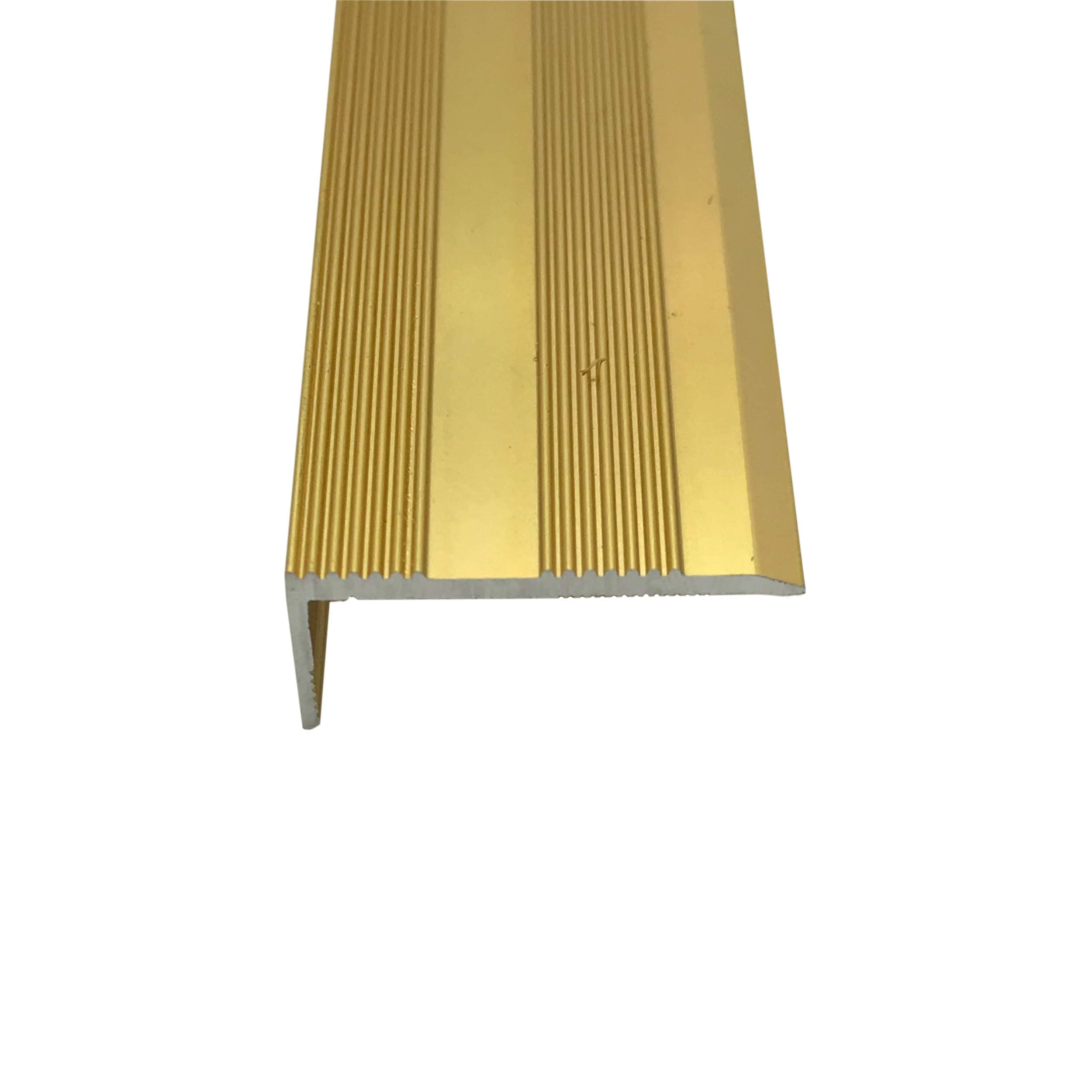 3ft - Stair Nosing 9mm - Stick-Down Edging Tread Strip - Tile/Laminate/Wood Aluminium to Vinyl or Carpet - Threshold Metal Door Trim/Edging - Gold Colour