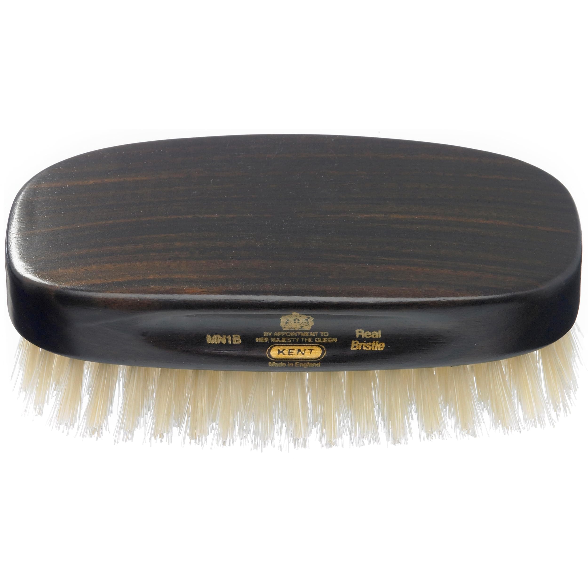 Brushes Finest: Men's Range MN1B Rectangular Ebony Wood Military Style Natural White Bristle Hair Brush