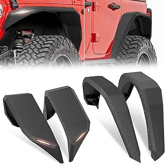 YZONA for JL JLU Front & Rear Fender Flares Compatible with 2018-2026 Jeep Wrangler JL JLU Unlimited 2/4 Doors with Turn Signal Lights, 4-PCS Mud Guard Off-Road Steel Wheel Fender