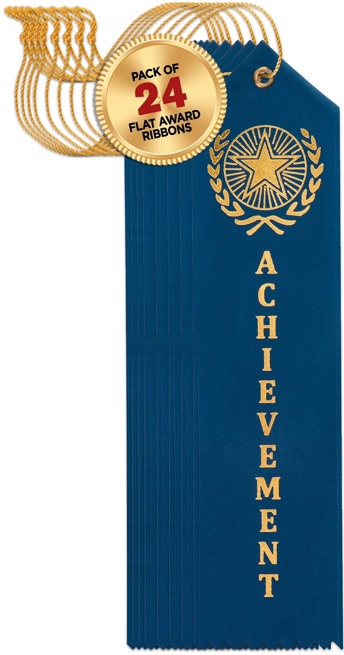 Achievement Flat Carded Award Ribbons - 24 Pack