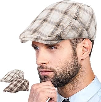 2Pack Unisex Flat Cap Newsboy Hats for Men Women, Summer Casual Adjustable