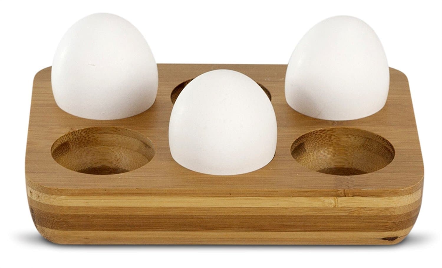 Wooden Egg Crate - Solid Bamboo Tray Holder (6 Eggs)