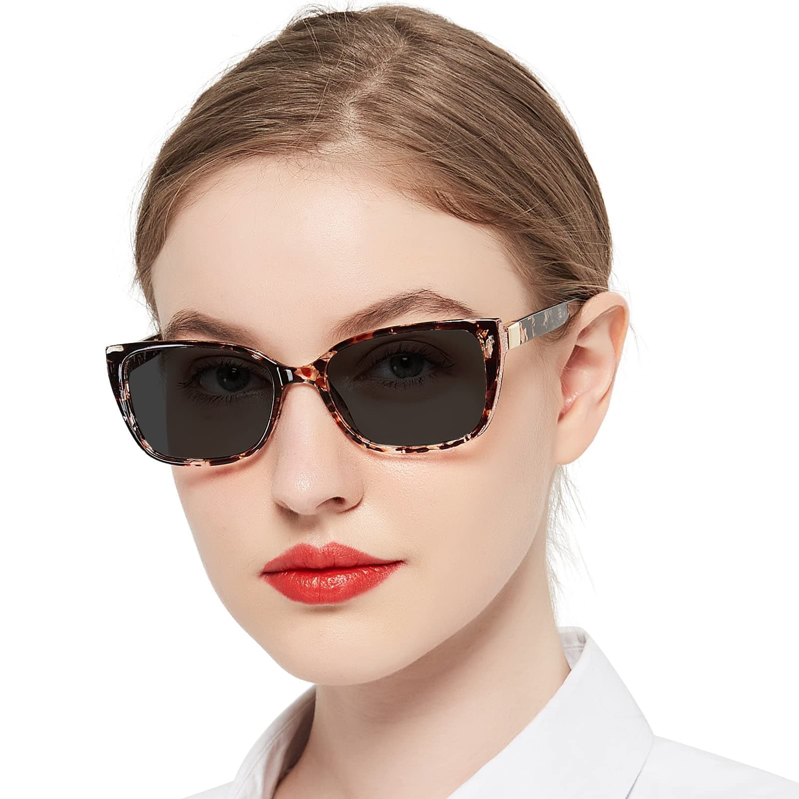 OCCI CHIARI Bifocal Reading Sunglasses Womems Thick Blue Light Blocking Sun Readers Outdoor UV400 1.0 1.5 2.0 2.5 3.0 3.5(Brown 150+)