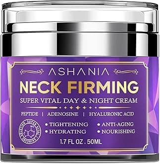 Ashania Neck Firming Cream: Korean Skin Care Skin Tightening Cream Moisturizer Face and Neck Lift Tightening with Hyaluronic Acid & Peptide & Adenosine & Advanced Formula 1.7 fl oz