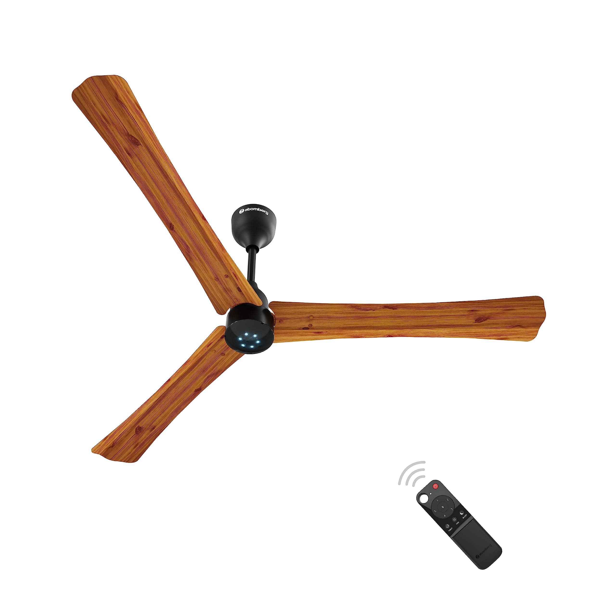 atomberg Renesa+ 1400mm BLDC Ceiling Fan with Remote Control | BEE 5 star Rated Energy Efficient Ceiling Fan | High Air Delivery with LED Indicators | 3 Year Warranty (Golden Oakwood)