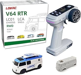 LDARC Mini RC Car 1/64 RTR RC Racing Car with RGB Light 2.4Ghz Hobby Grade RC Car Model, Comes with a DIY White Body（Blue）