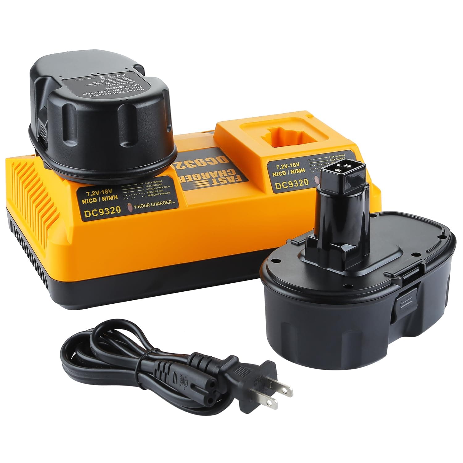 2Pack 4.5 Ah 18V Battery Replacement for Dewalt DC9096 DC9099 DC9098 DW9095 DW9096, and Dual Charger DC9320 Compatible with Dewalt 18 Volt XRP Battery Charger
