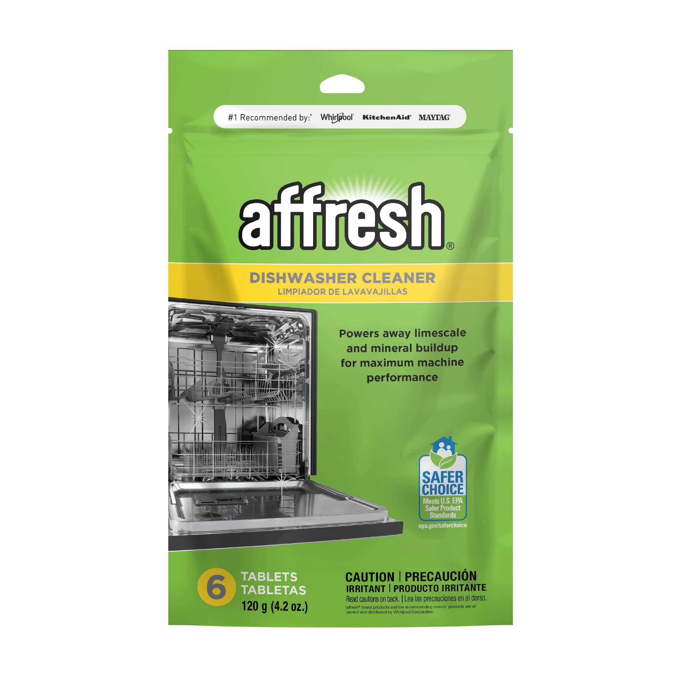 Affresh Dishwasher Cleaner, Helps Power Away Odor Causing Bacteria, Limescale, Mineral Deposits & Grime Inside Pump, Tub & Hoses, 6 Tablets, 6 Month Supply
