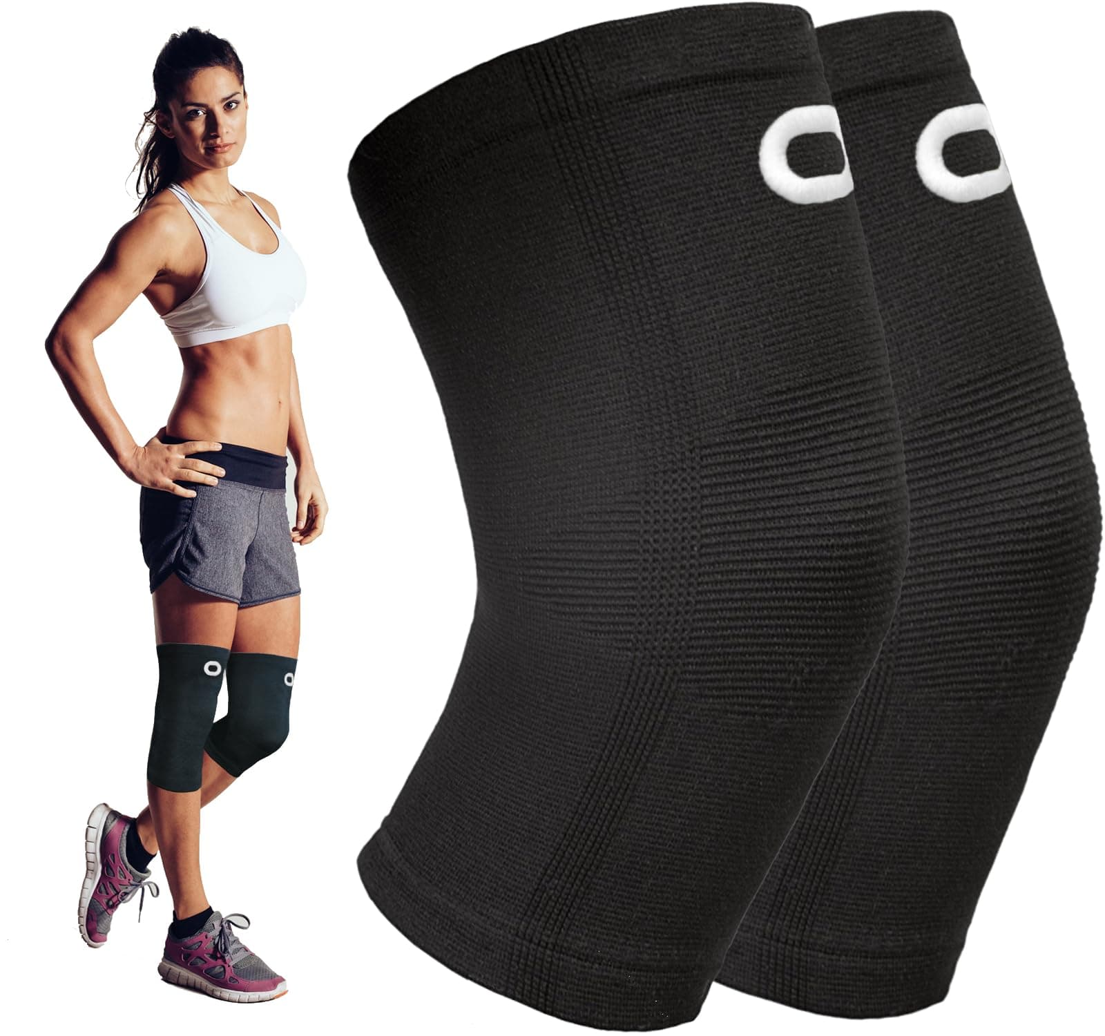 Knee Brace Compression Sleeve (1 Pair) - Best Knee Support Braces for Meniscus Tear, Arthritis, Joint Pain Relief, Injury Recovery, ACL, MCL, Running, Workout, Basketball, Sports, Men and Women