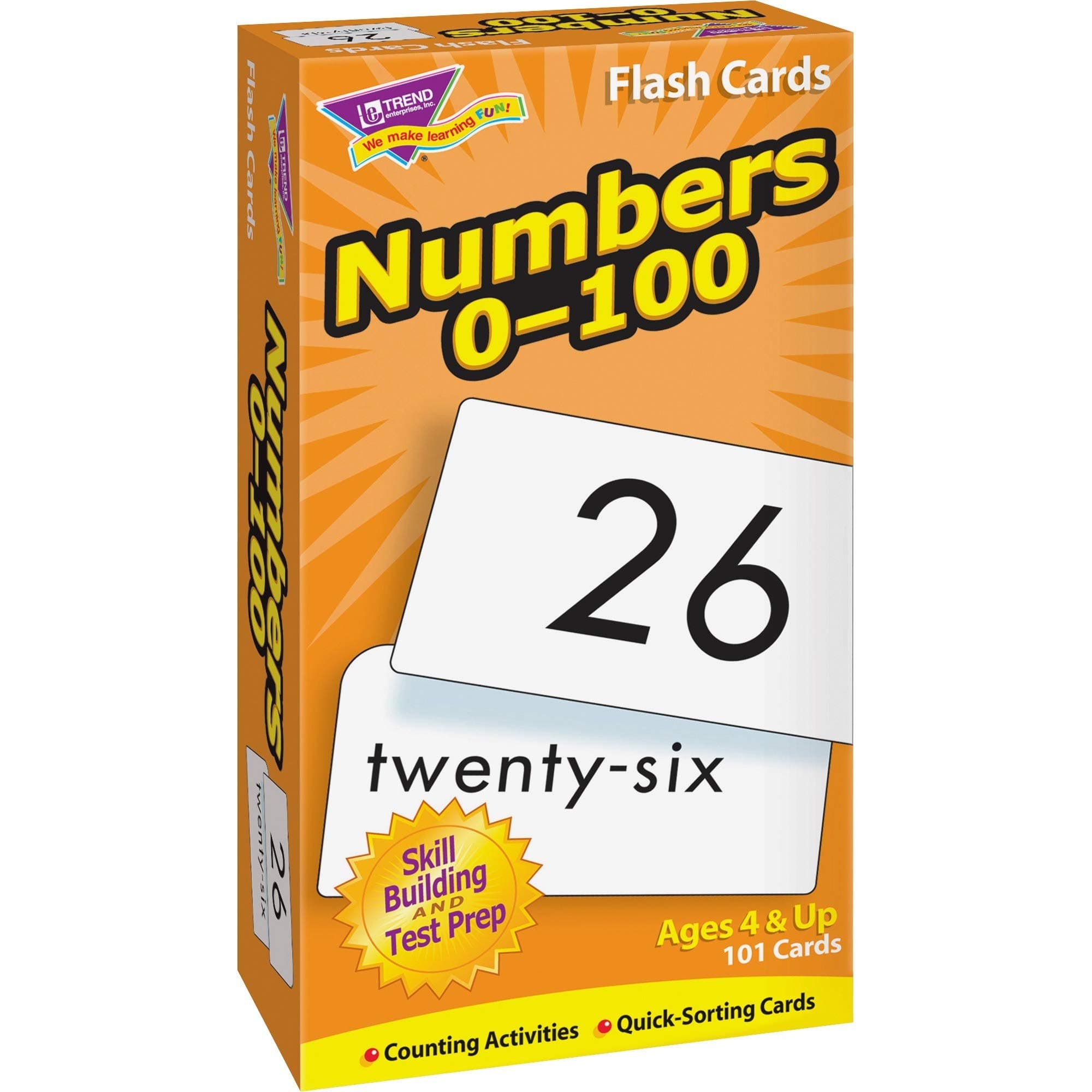 Trend Enterprises: Numbers 0-100 Skill Drill Flash Cards, Numerals and Number Words, Exciting Way for Everyone to Learn, Great for Skill Building and Test Prep, 101 Cards Included, Ages 4 and Up