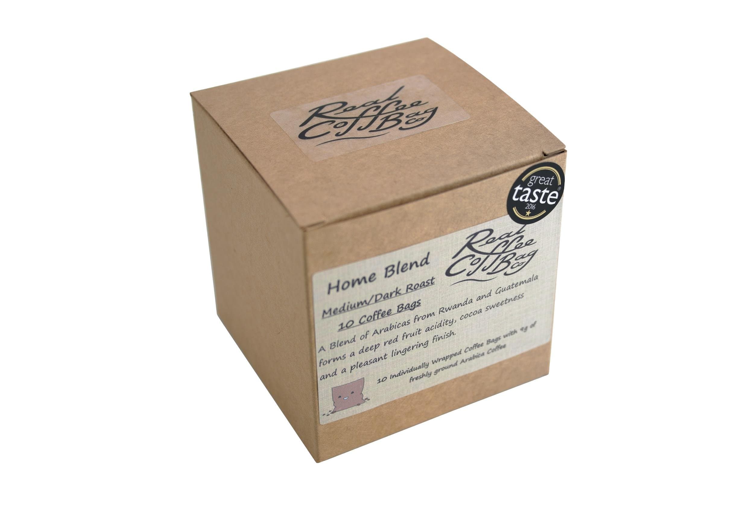 Home Blend Individually Wrapped Medium/Dark Roasted Arabica Fresh Ground Coffee Bags - Pack of 10 Bags by Real Coffee Bag Co.