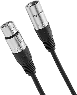 Amazon Basics 2-Pack XLR Microphone Cable for Speaker or PA System, All Copper Conductors, 6MM PVC Jacket, 6 Foot, Black
