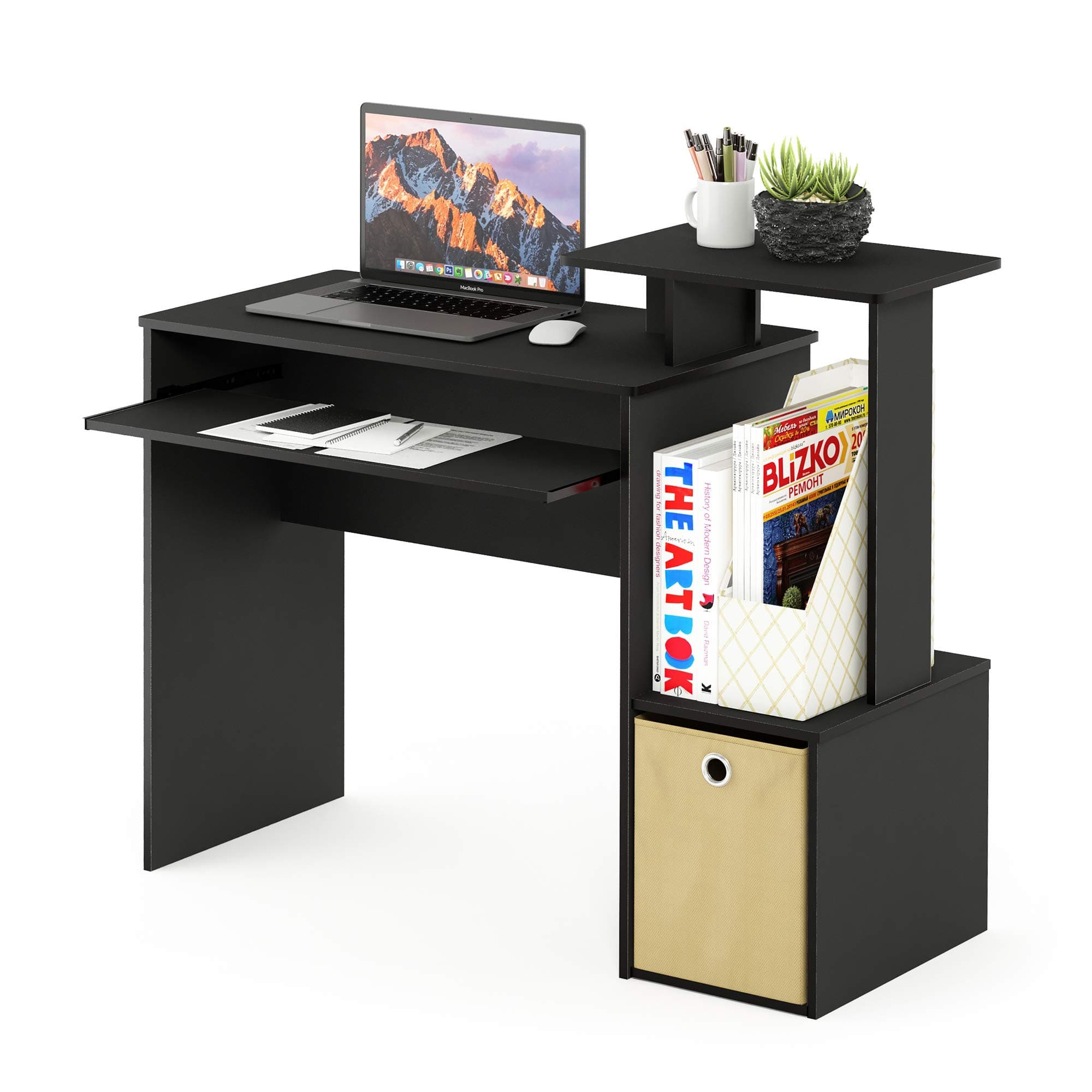 Econ Multipurpose Home Office Computer Writing Desk, Black/Brown
