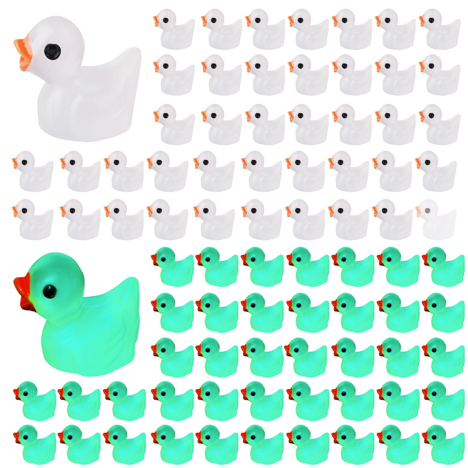 Feibety 100Pcs Mini Resin Ducks Decoration,Tiny Luminous Ducks for Crafts Miniature Figures Tiny Duck for Aquarium Garden Landscape Dollhouse Ornament Prank Game Small Potted Decorations DIY