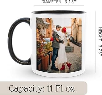Personalized Coffee Mug | Custom Photo Text or Logo Ceramic Mug | Customized 11 Oz Tea Cup – Unique Gift for Men & Women | Taza Personalizadas Design with Picture and Words | White – Black
