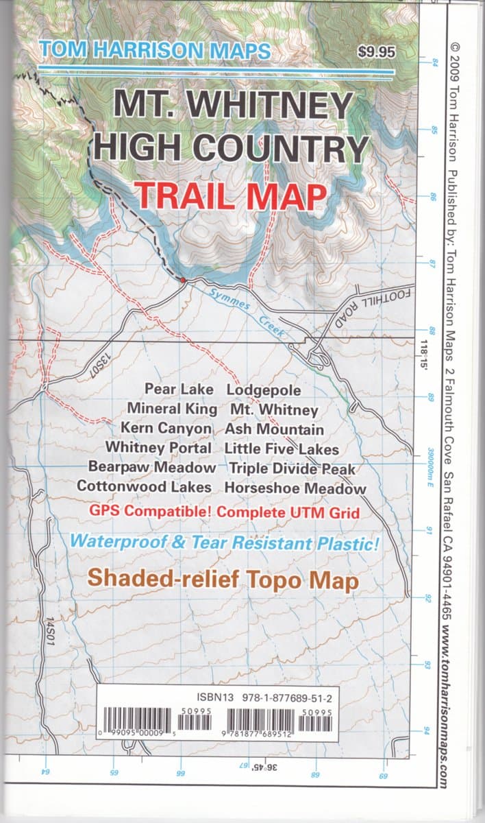 Mt. Whitney High CountryTrail Map (Tom Harrison Maps)