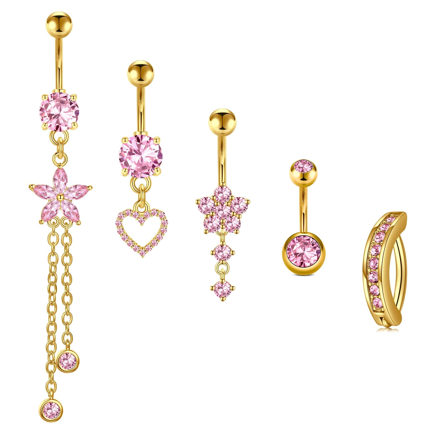 Briana Williams Belly Button Ring Belly Rings Belly Button Piercing Gold Belly Button Ring for Women Clicker Belly Ring Belly Piercing Stainless Steel 14g 10mm Blley Navel Rings Piercing Jewelry