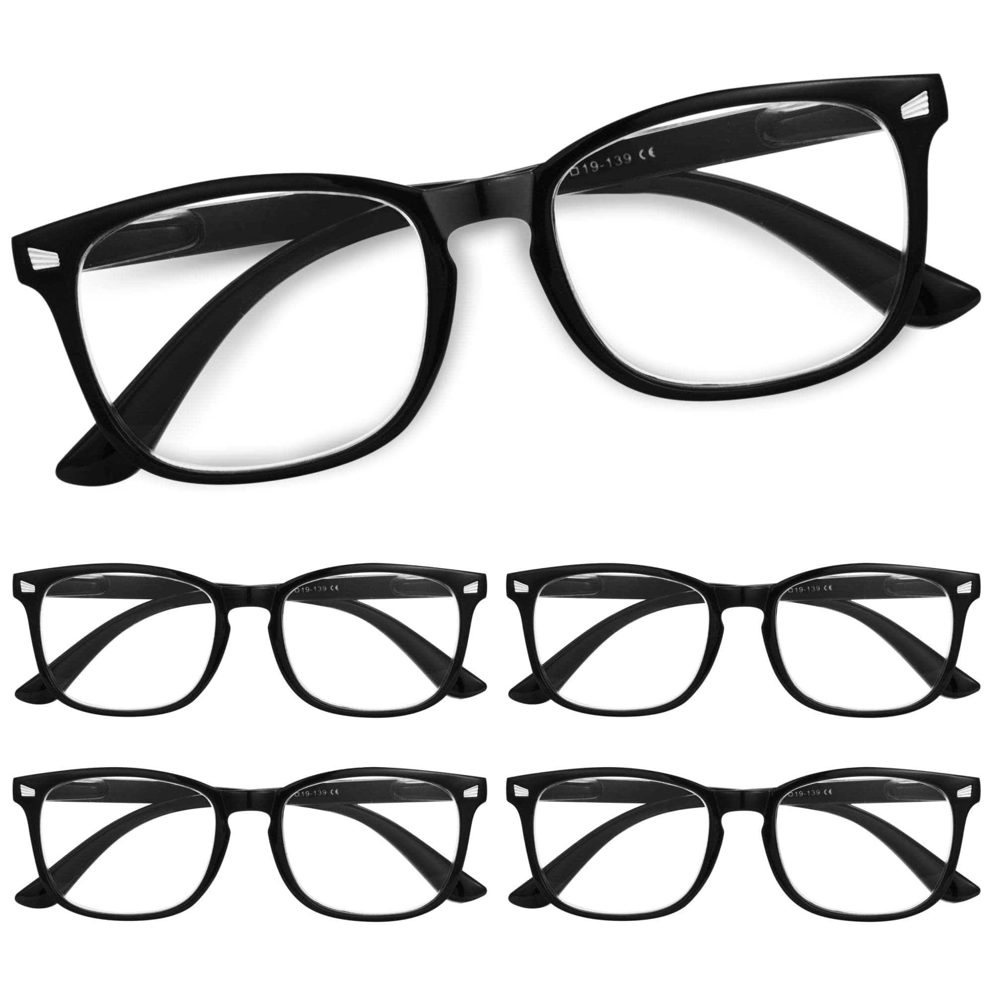 CCVOO 5 Pack Reading Glasses Blue Light Blocking Women/Men, Anti UV Ray/Glare Readers Fashion Eyeglasses with Spring Hinge