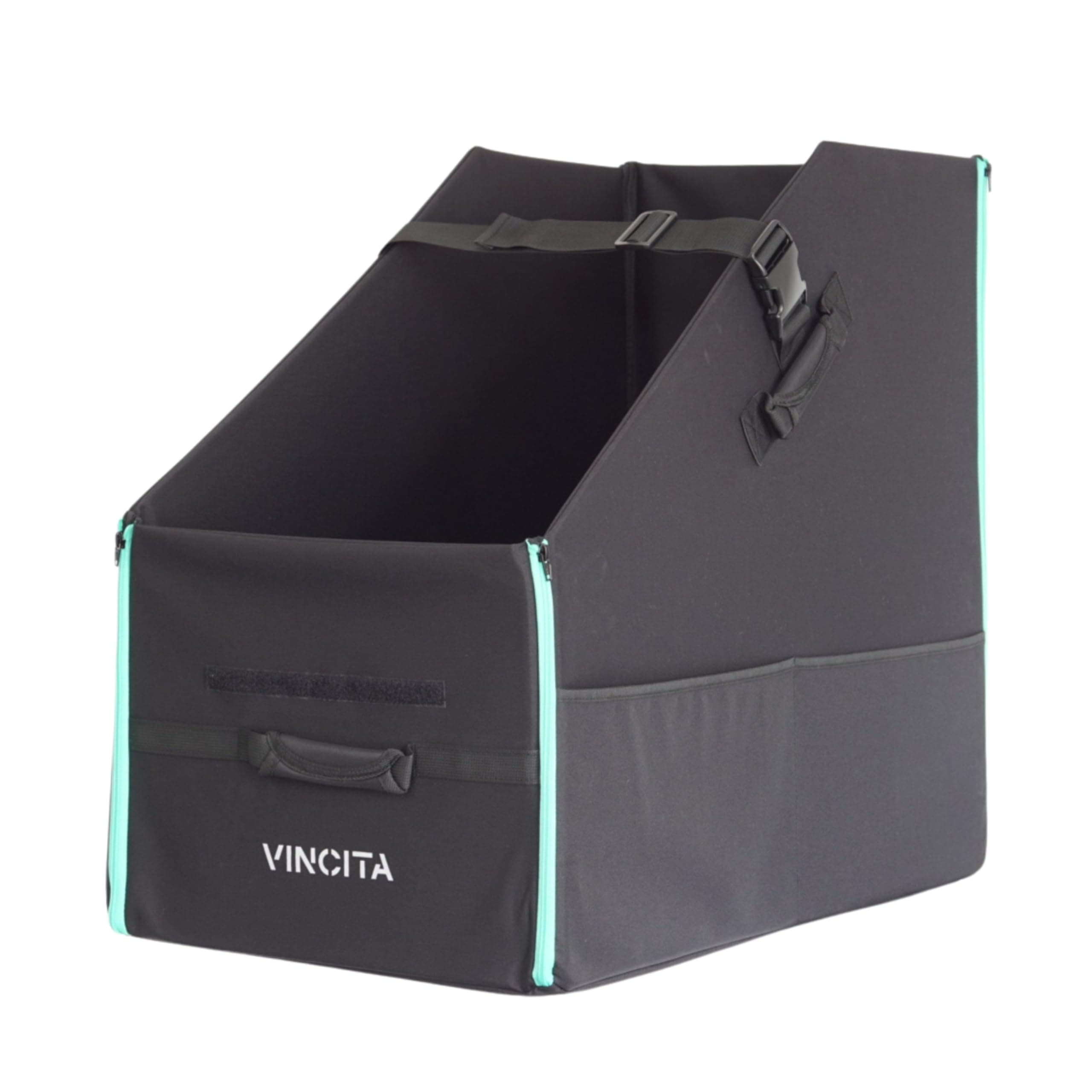 Keeper Box 2.0 for Folding Bicycle - Folding Bike Storage Solution - Suitable For Bike - Keep The Bike Vertical In The Car Trunk To Save Space (Black with green zipper 2.0, For 20" Folding Bikes)