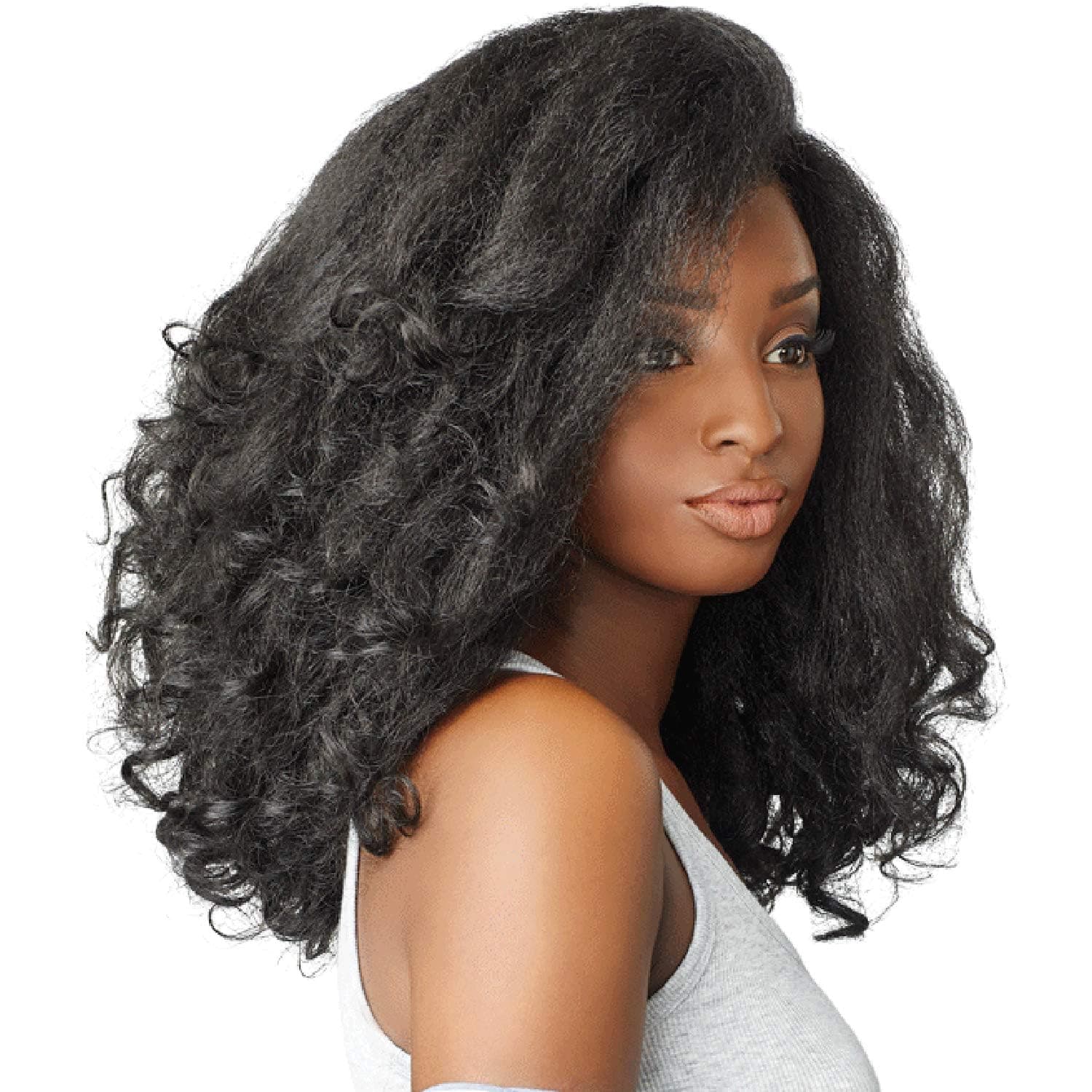 Sensationnel Curls Kinksandco Half Wig - Rain Maker Instant Weave Drawstring Cap for Natural 3C to 4C Hair Textures (1B OFFBLACK)