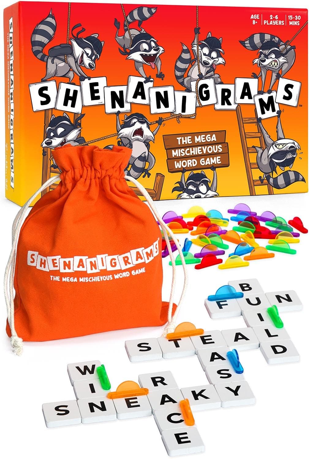 Shenanigrams – The Mega-Mischievous Word Game! A Super Fun & Fast Family Party Game for Kids, Teens & Adults - Great for Travel & Family Board Games Night