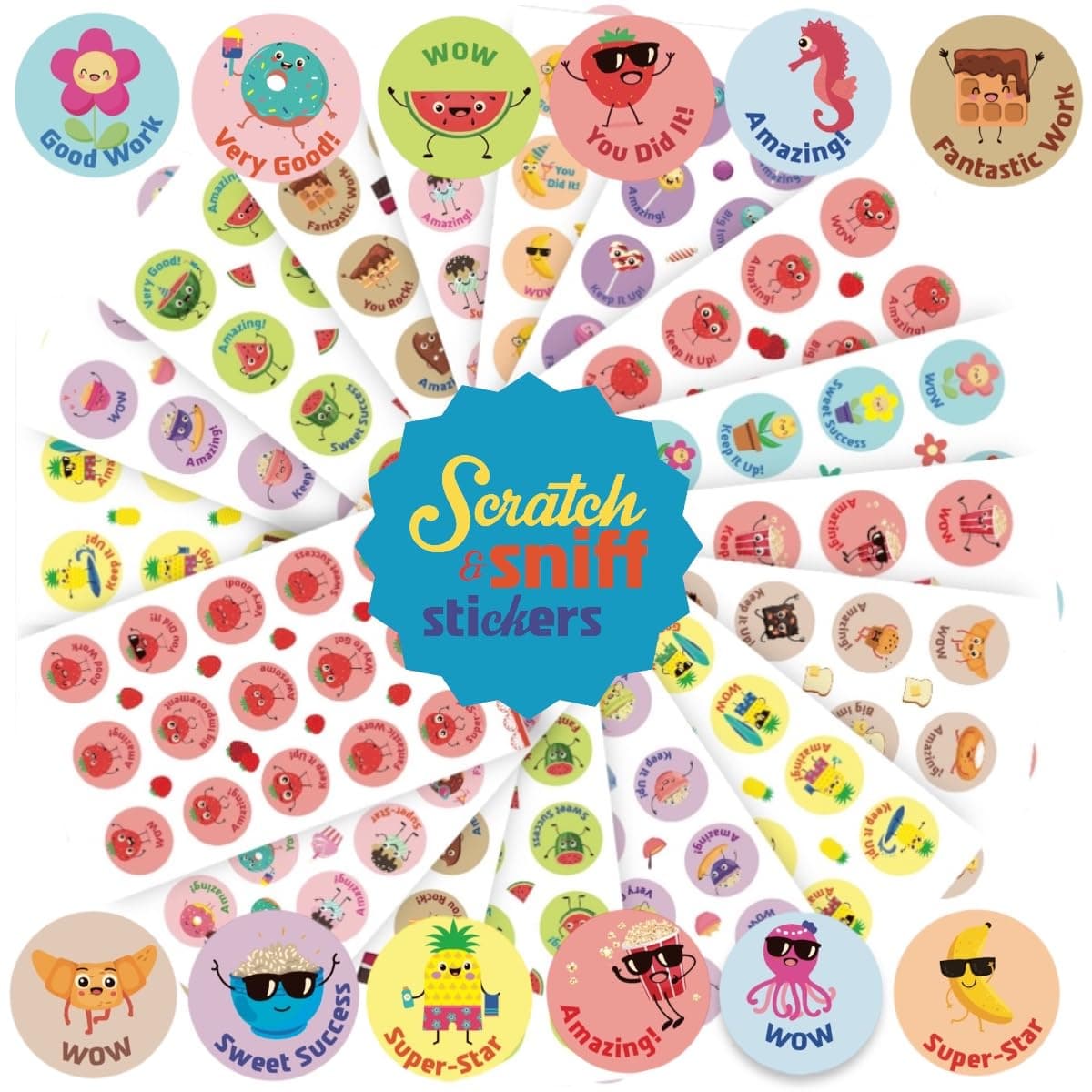 Joyful Artistry Scratch and Sniff Stickers, 36 Sheets, 12 Different scents, Reward Stickers for Kids, Smelly Stickers, Scented Stickers for Teachers (540)
