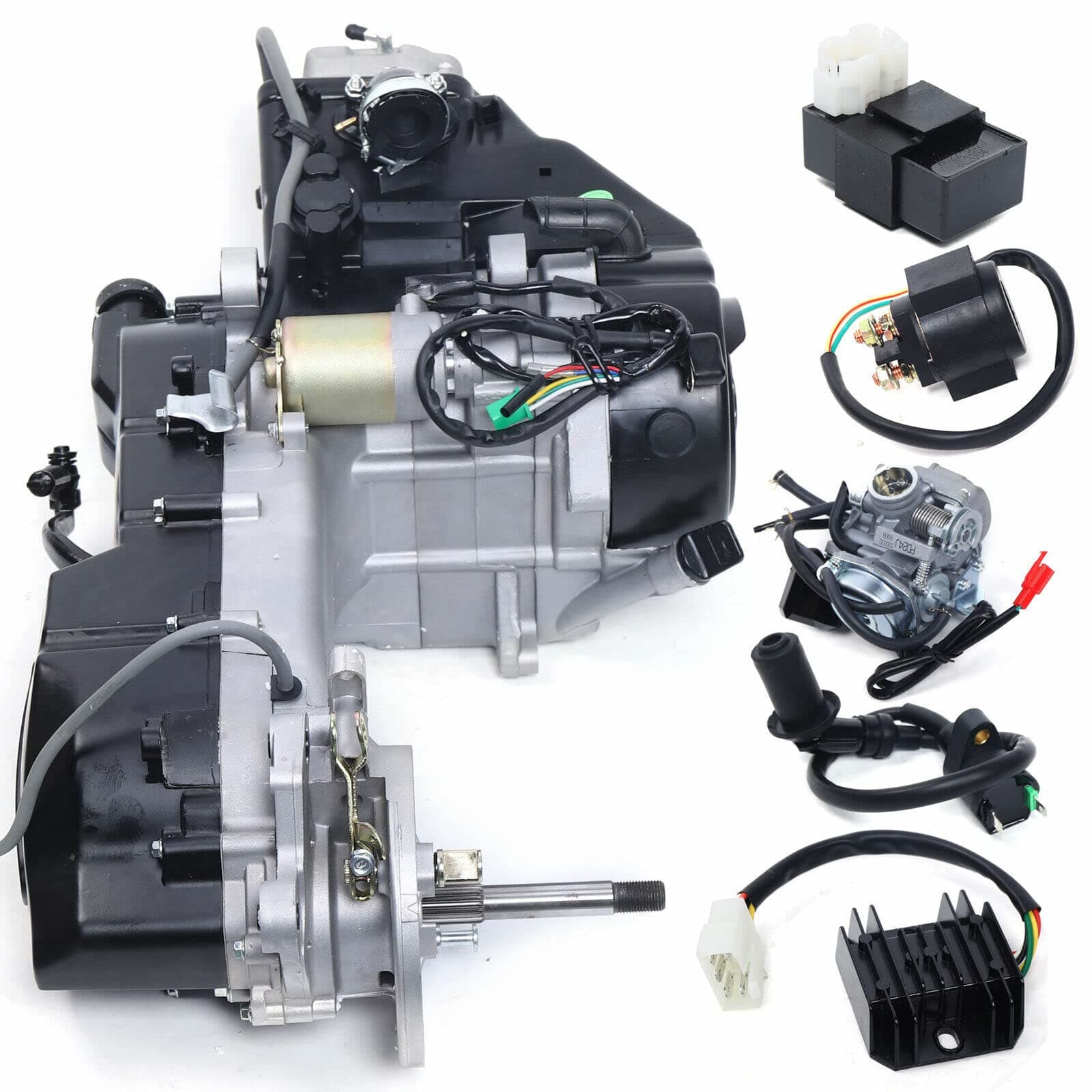 Long Case 150CC 4-Stroke GY6 Single Cylinder Complete Engine Motor, Moped Scooter Electric Engine,CVT Auto Transmission Motor GY6 Engine Parts For Go Kart, Professional Carburetor Motor