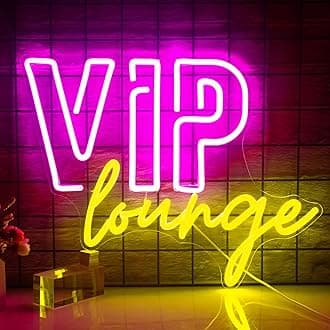 VIP Lounge Neon Signs for Wall Decor LED Neon Light for Room Decor VIP Light up Sign with USB Powered for Home Decor,Hotel,Club,Cafe,Bar,Office,Shopping Mall (pink&lemon yellow)