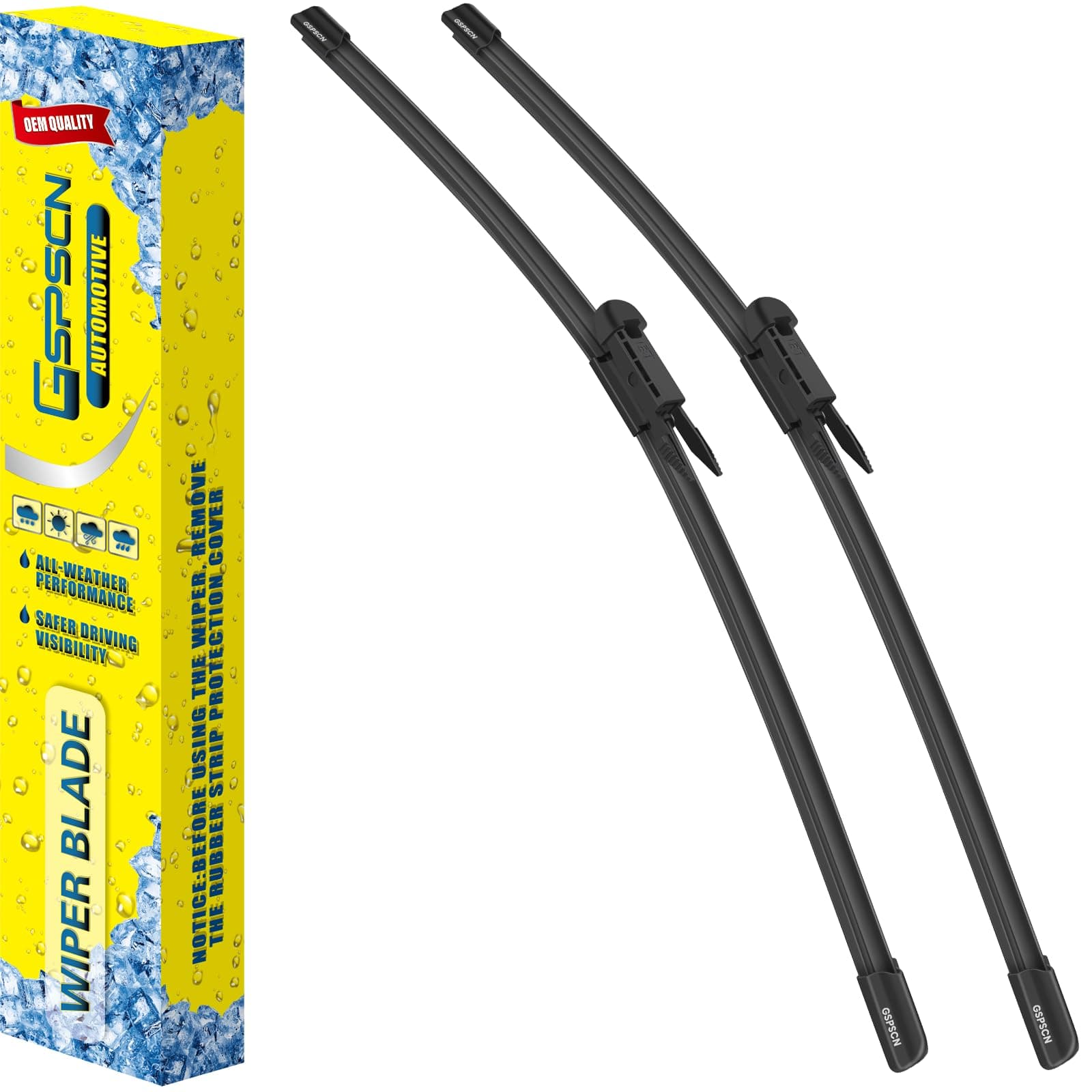 2 Wipers Replacement For Chevy Avalanche 09-07，Silverado Suburban Tahoe 13-07 /GMC Sierra 13-07 Yukon 14-07 /Escalade ESV 14-07，EXT 09-07，Original Equipment Windshield Wiper Blades 22"+22" (Set of 2)