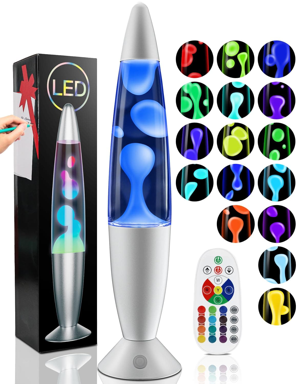 Liquid Motion Lamp with Remote, 17 Color Changing Night Light, 13.5 Inch RGB LED Table Lamp for Kids & Adults, Home Decor, Christmas, Party