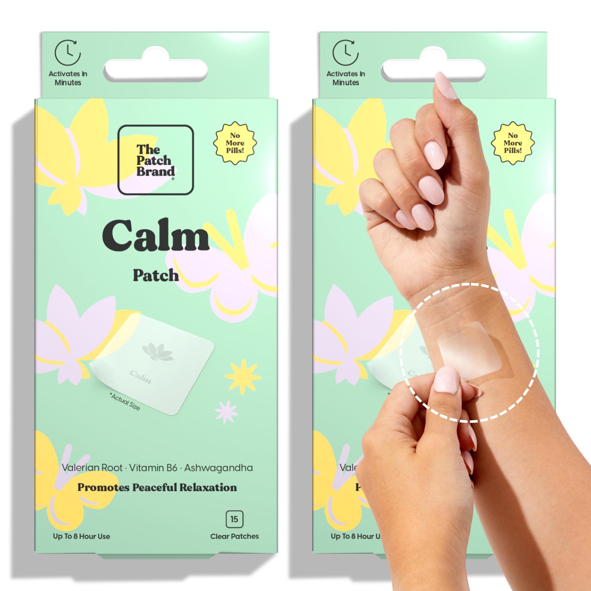 The Patch Brand Stress Relief Patches | Supports Calm with B6 and Ashwagandha | All Natural Vitamins & Mineral Patch Plant Based and Cruelty Free Water Resistant Patches That Last All Day