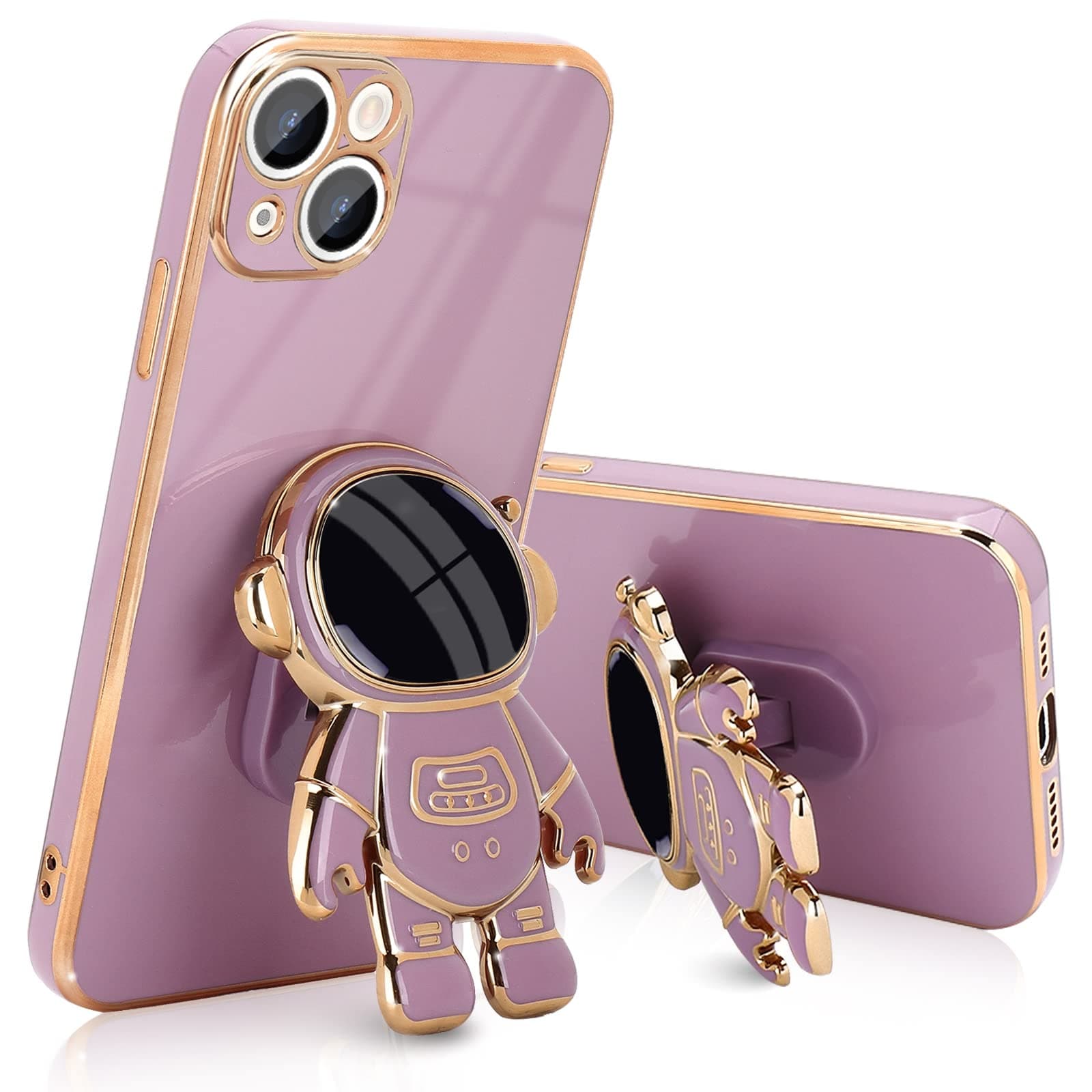 Pepmune Compatible with iPhone 13 Mini Case Cute 3D Astronaut Stand Design Camera Protection Shockproof Soft Back Cover for Apple iPhone 13 Mini Phone Case Purple
