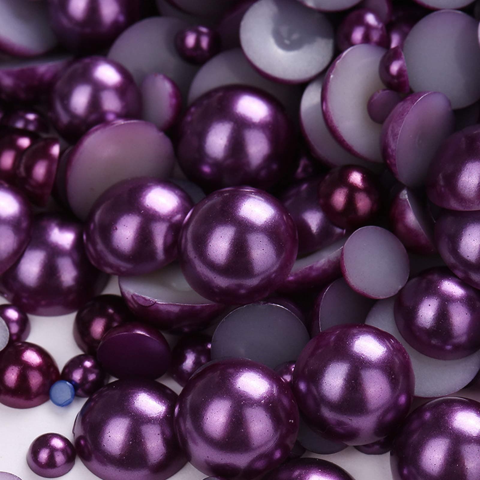 Dowarm 1000PCS 4/6/8/10/12/14mm Flatback Half Round Pearls Beads for Crafts Jewelry Scrapbook DIY Decoration (Dark Purple)