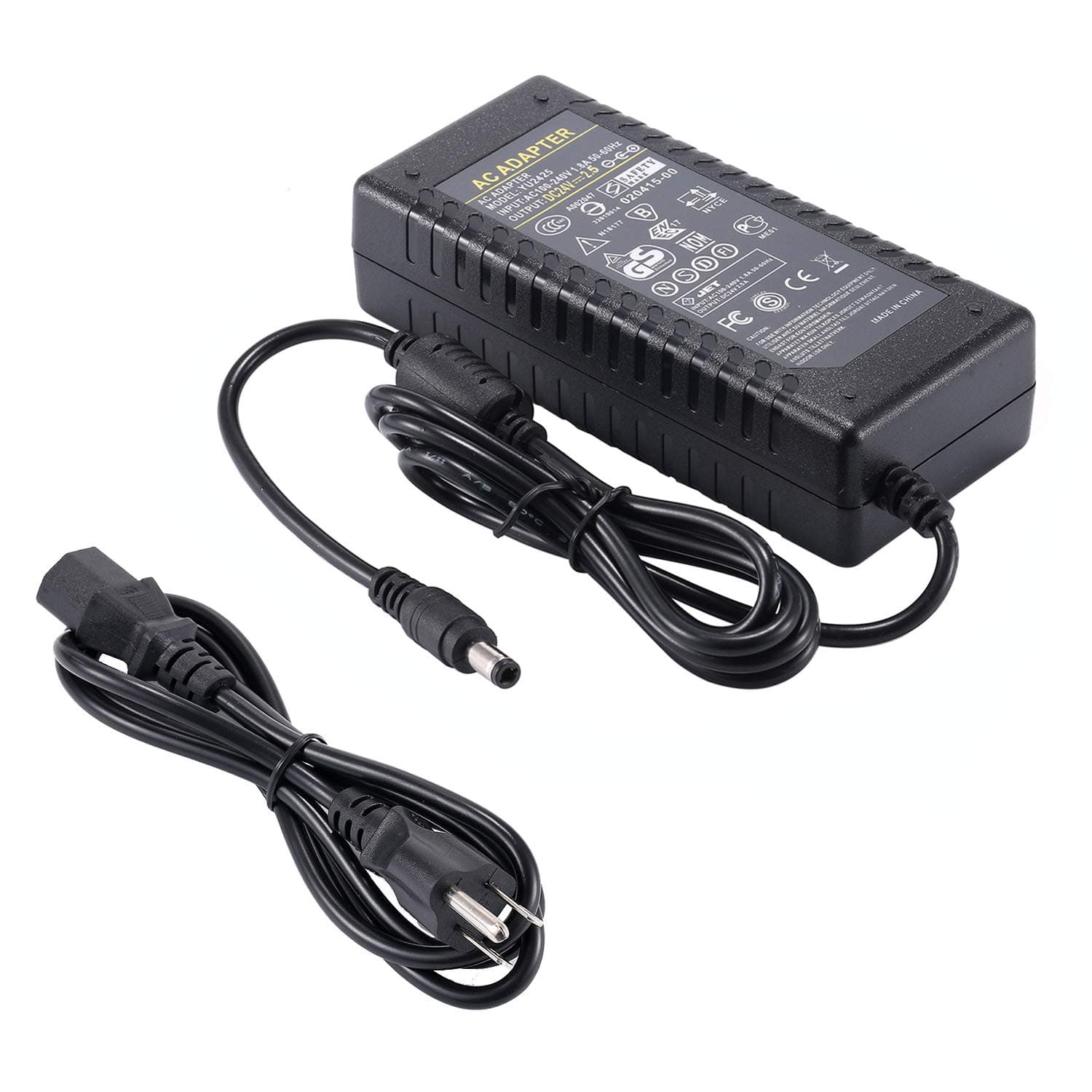 24V 2.5A Power Supply - COOLM AC DC 24V 2.5A Power Adapter AC/DC 60W Transformers Cord 5.5 x 2.5mm DC Plug Jack Connector 2.4A Compatible with 24Volt 0-2.5 Amp / 0-2500mA
