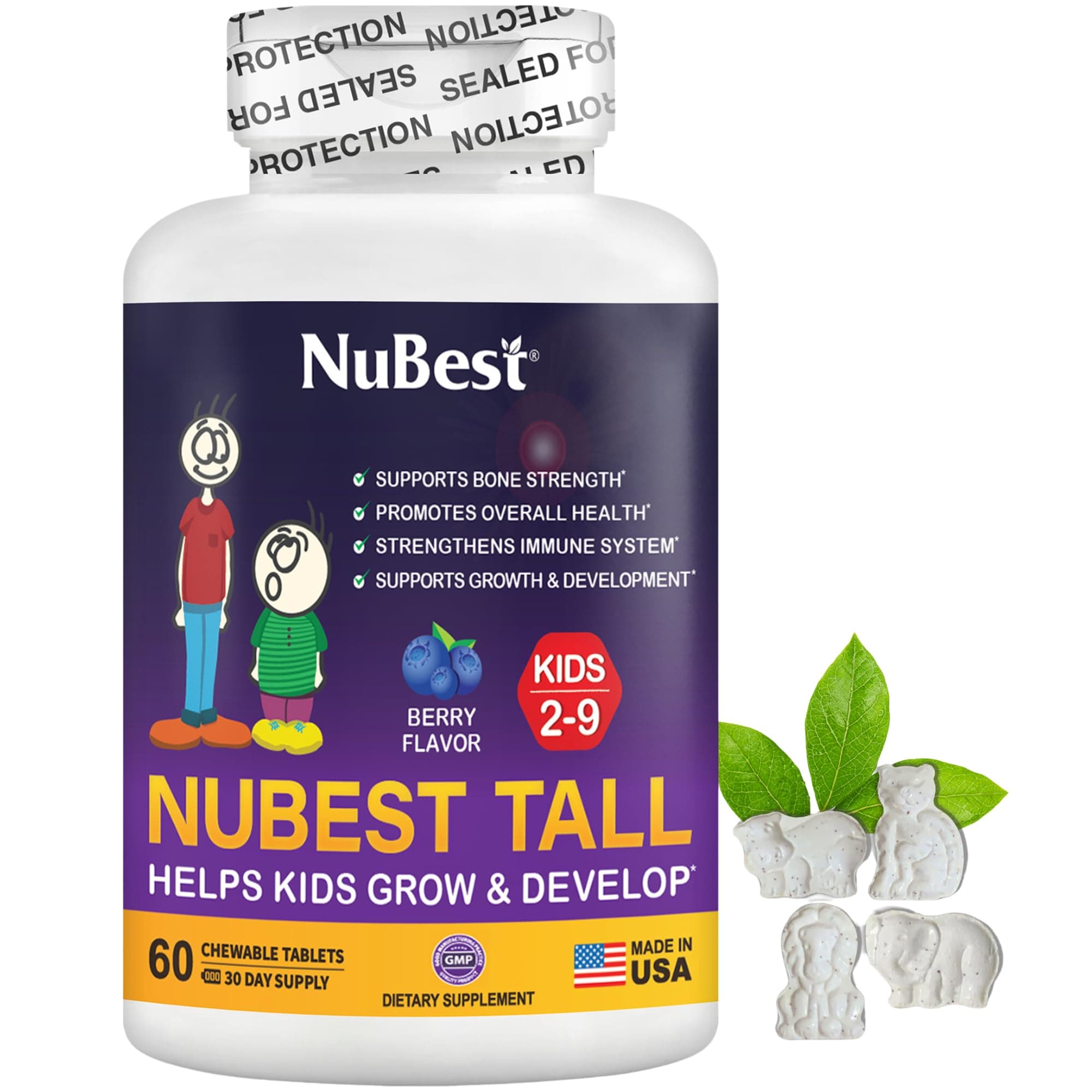 Tall for Children Age 2-9 - Advance Bone Strength & Develop (Pack 1-60 Count - Type: 60 Count/Bottle)