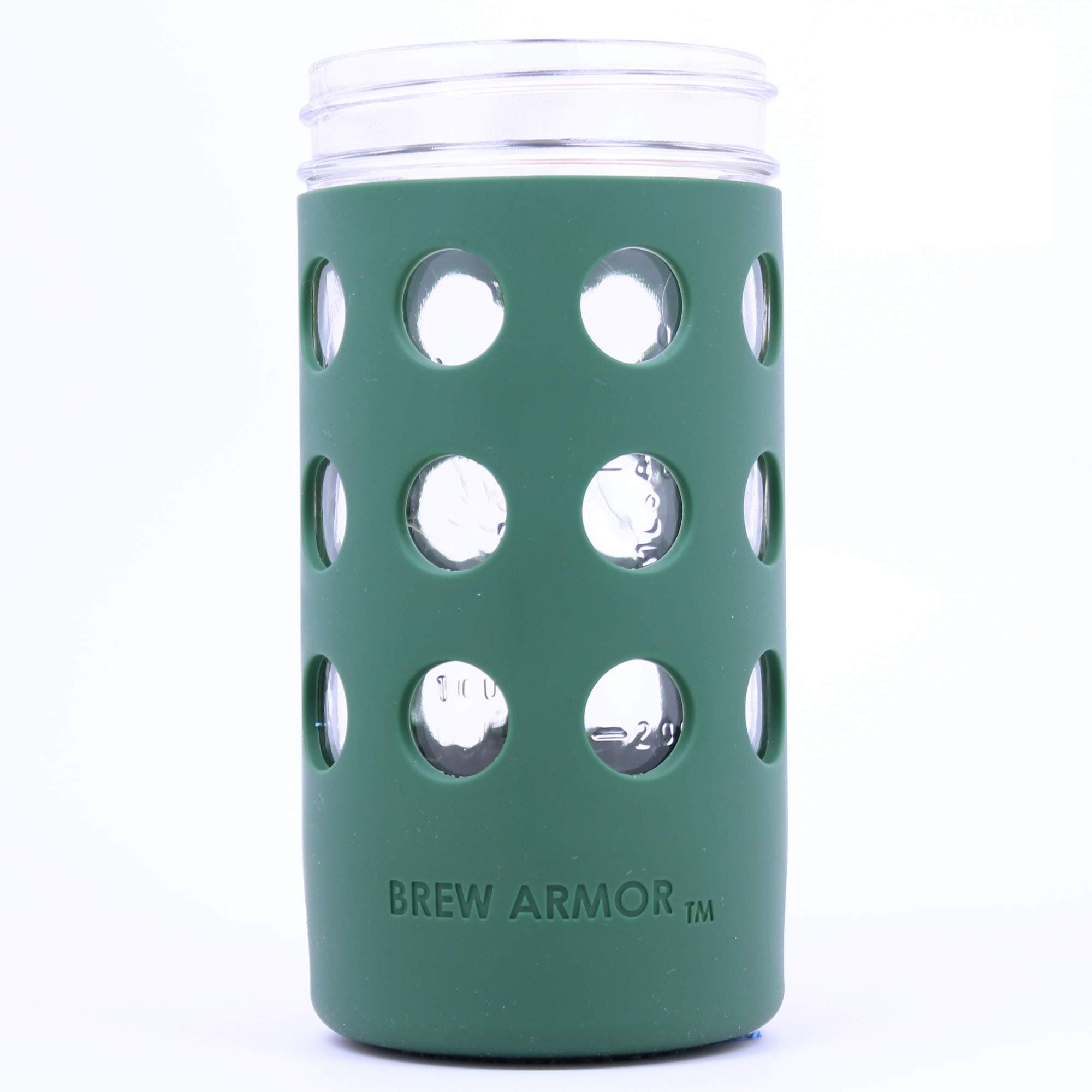 Silicone Mason Jar Protector Sleeve (2 Pack) | Fits Ball, Kerr 24oz (1.5 pint) Wide-Mouth Jars | Thickest Silicone Sleeve | Microwave & Dishwasher Safe | For Coffee, Tea and Smoothies (Green)