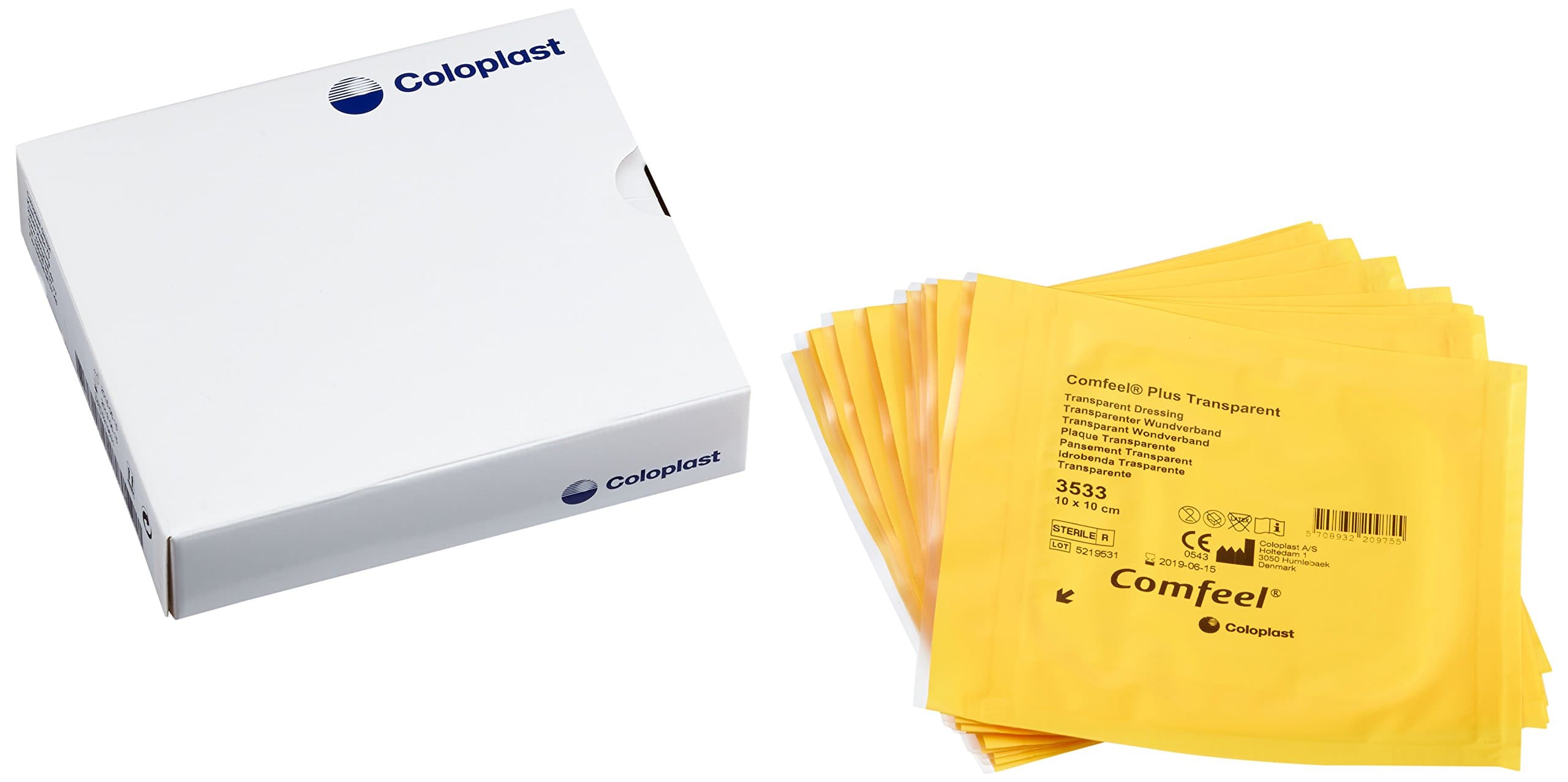 Comfeel Plus Transparent Wound Dressing, 10 x 10 cm, Pack of 10