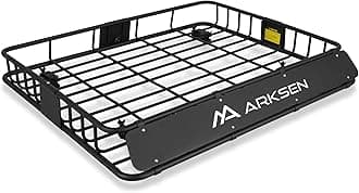 ARKSEN 43 x 50 x 6 Inch Universal Extra Wide 150LB Heavy Duty Roof Rack Cargo with Extension Car Top Luggage Holder Carrier Basket for SUV, Truck, & Car Steel Construction