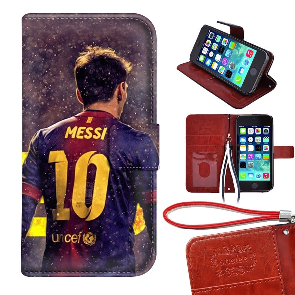 Messi Wallet Case, Lionel Messi iPhone SE Wallet Case Card Slots Flip Magnetic PU Leather iPhone SE Wallet Case