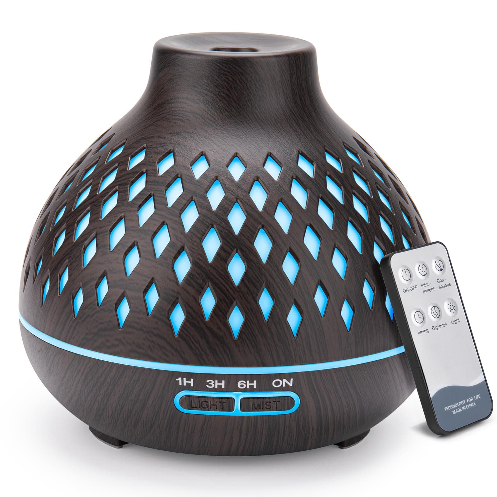400ML Oil Diffuser, Aroma Diffuser with Remote Control, Essential oil diffusers Air scent Humidifier, Electric Nebulizer with 7 LED Light Colors for Bedroom, Home