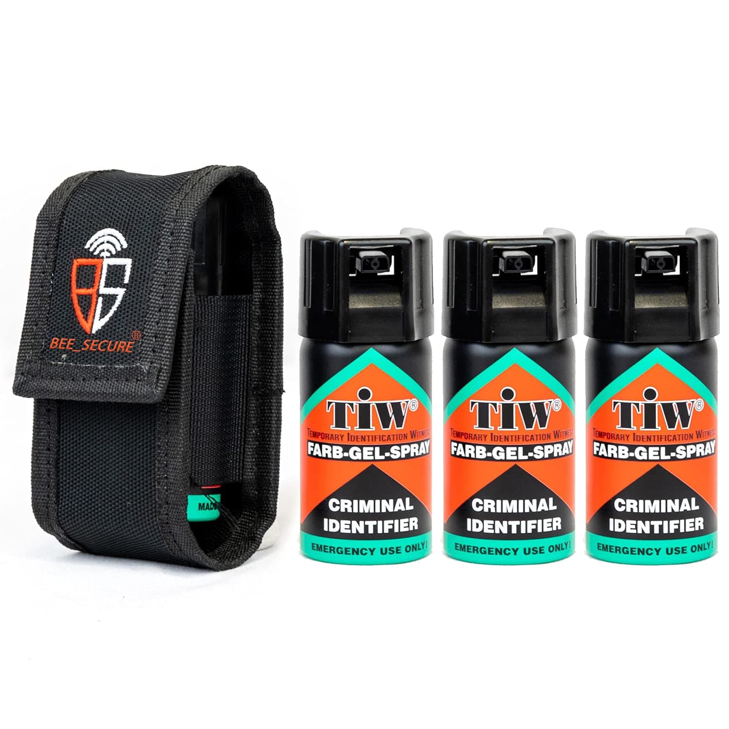 Multi Farb Gel Personal Self Defence Spray - Red Dye - UK Legal Emergency Spray PK3 + Genuine Bee-Secure Pouch