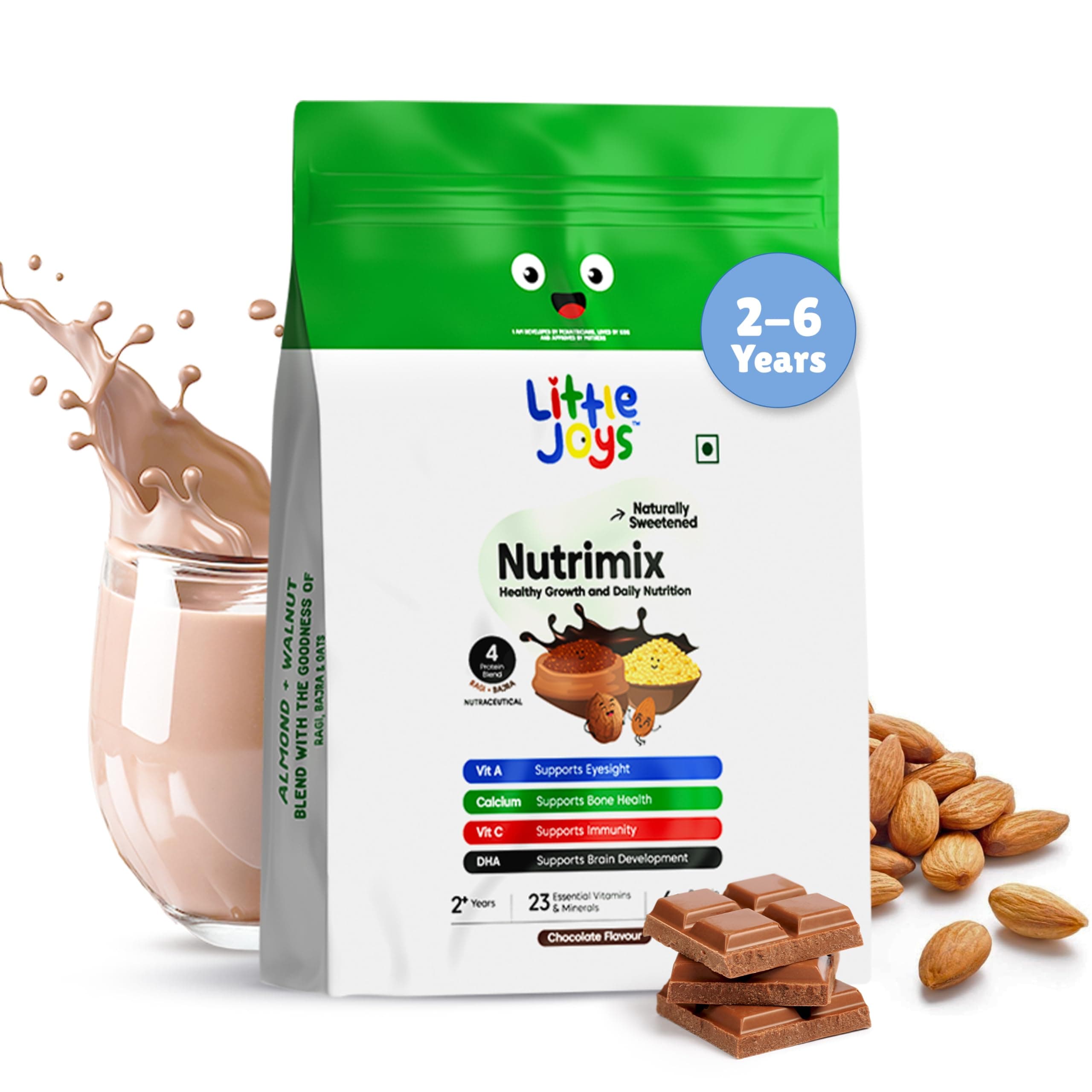 Little Joys Nutrimix Nutrition Powder Refill Pouch 700g | 2-6 Years | No Refined Sugar | Supports Overall Health & Boosts Immunity | With Ragi, Bajra, Almonds & Oats | Chocolate Flavour