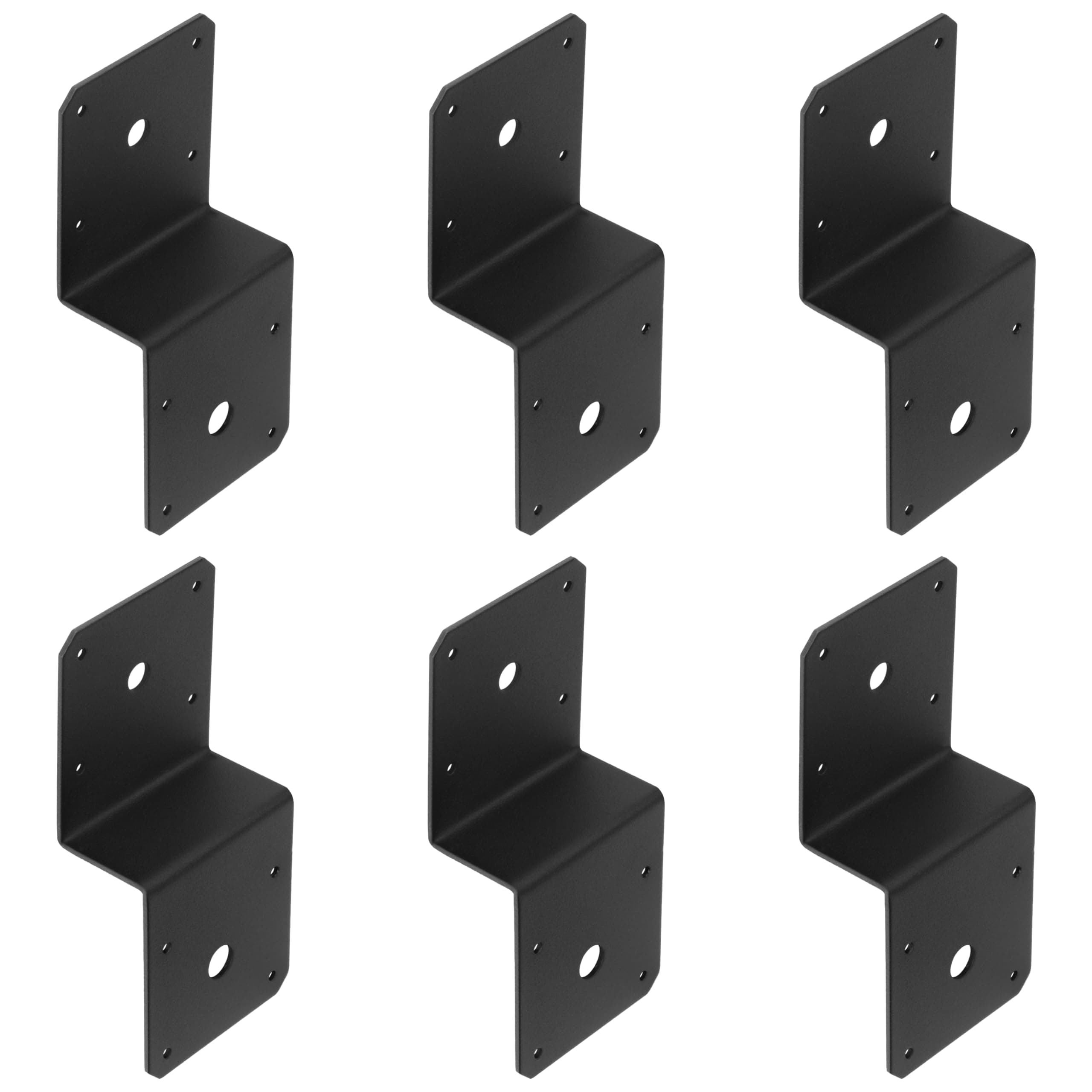 6 PCS Black Post to Beam Z Tie Plate,Deck Joist Tie Plate Fit 2x4 Cross Beam and 4x4 Post,13 Gauge