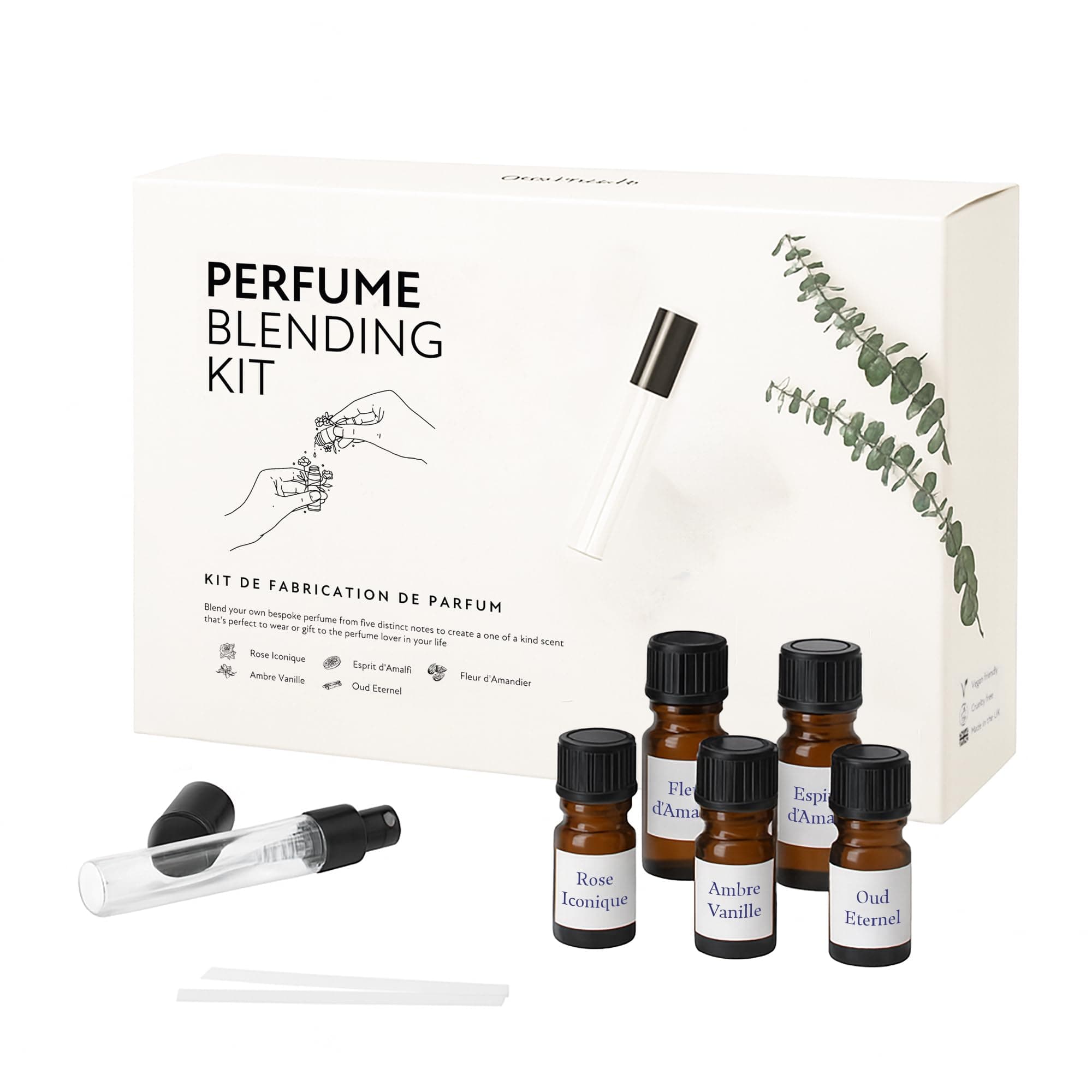 Perfume Making Kit Create Your Own Signature Perfume with 5 Premium Fragrance Oils, Perfumer’s Alcohol, Reusable Glass Atomiser, and Custom Naming Stickers