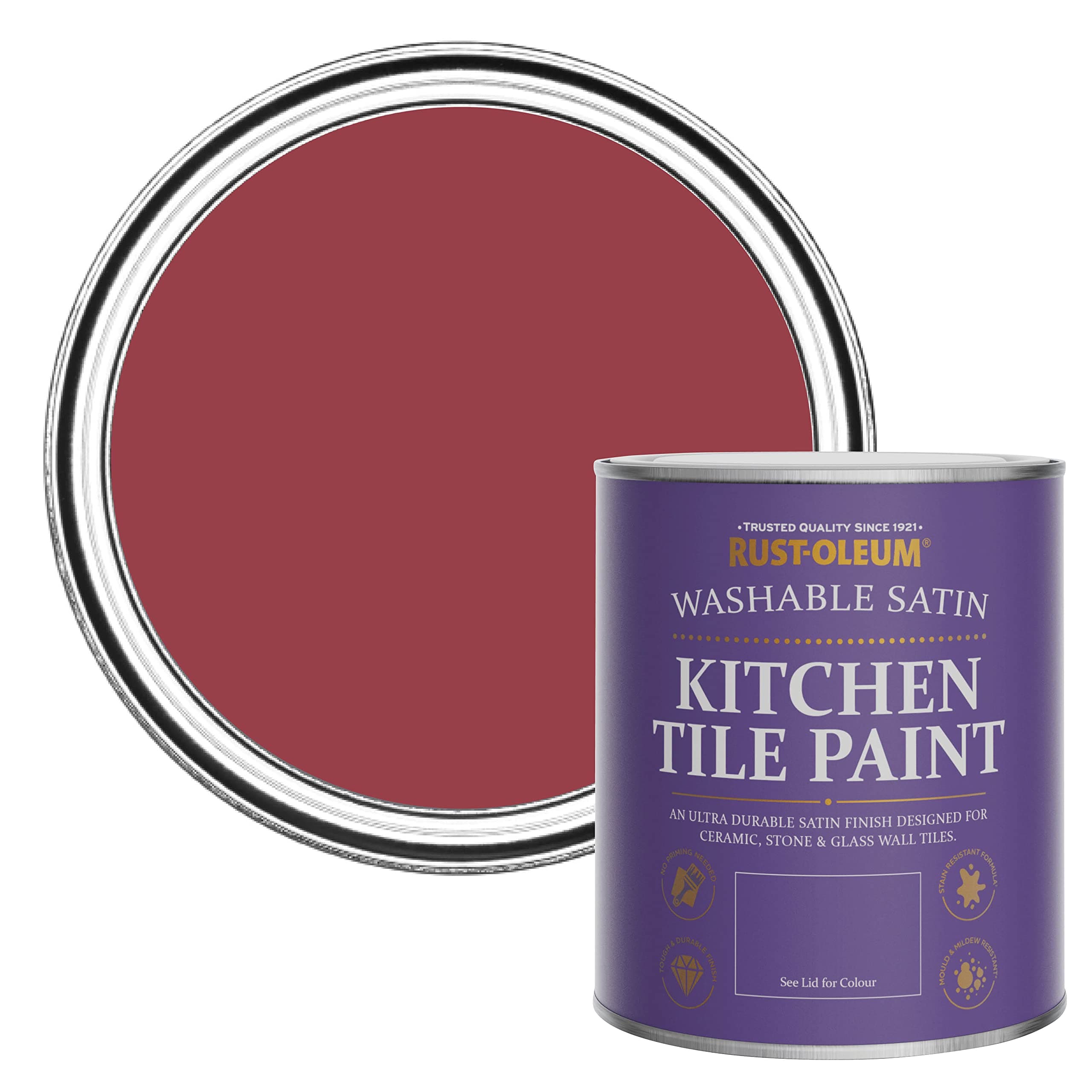 Rust-Oleum Red water resistant Kitchen Tile Paint in Satin Finish - Soho 750ml