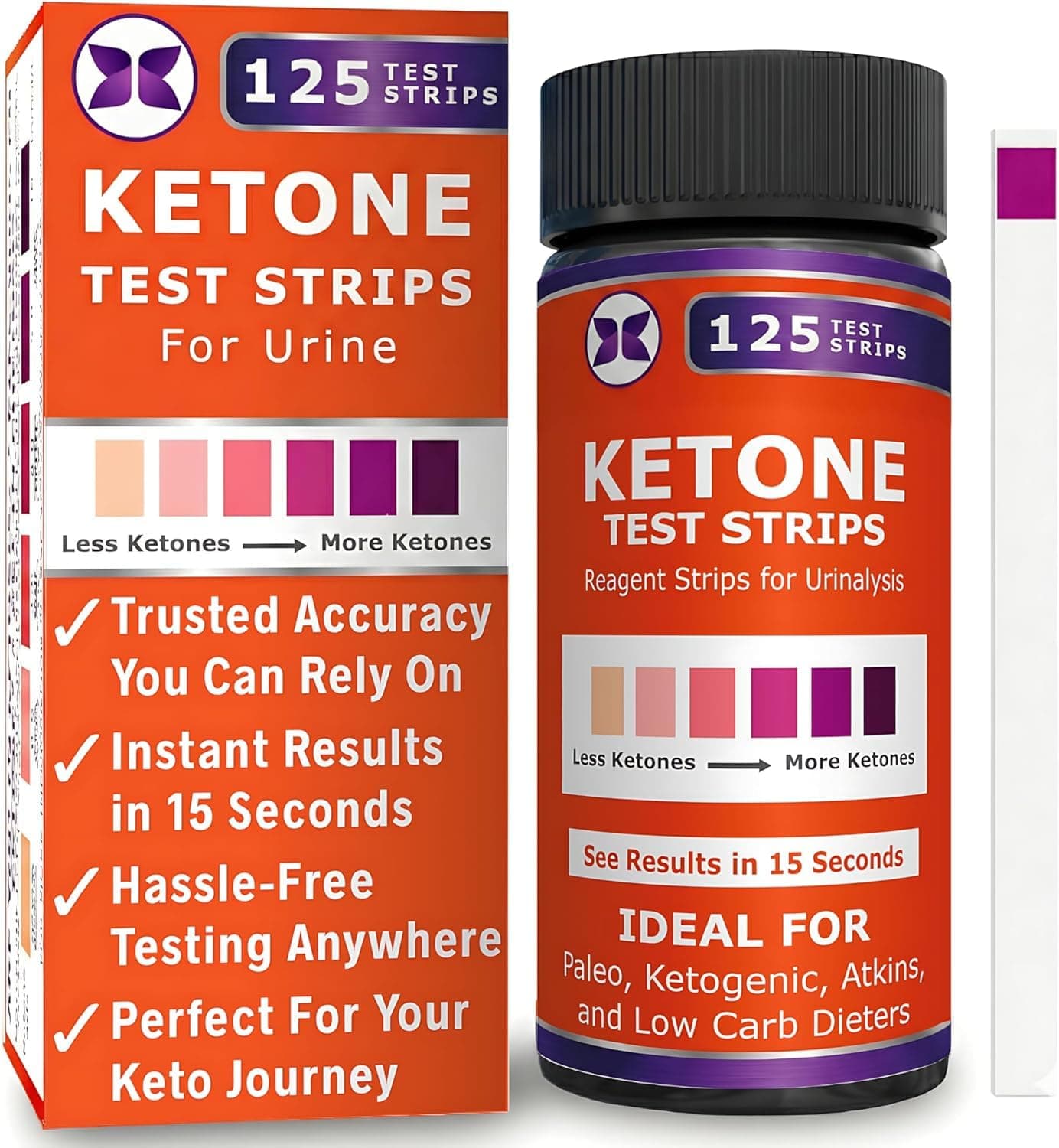 Just Fitter Ketone Test Strips - Accurate Keto Test Strips for Ketosis Testing - Instant 15 Second Results for Ketogenic Diet