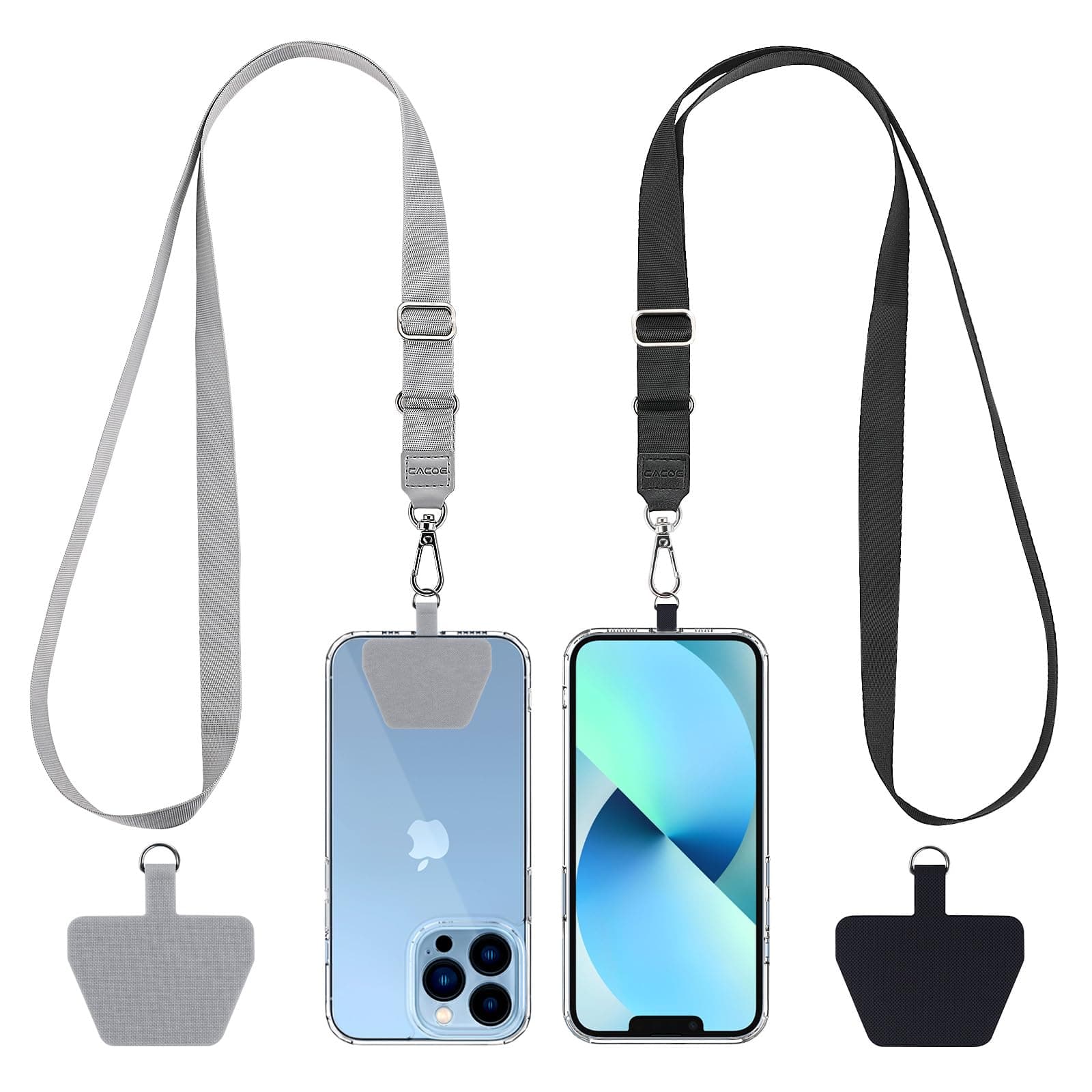 Universal Mobile Phone Chain, 2 Pcs Adjustable Collar Lanyard and 2 Pcs Durable Patches, Lanyard Mobile Phone Neck Strap Compatible with Most Smartphones