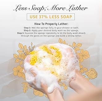Sunlite Sports Spongentle Deep Cleansing Body Loofah Sponge, for Bath and Shower Loofah, Multiple Textures for Gentle and Deep Exfoliation, with Nature Color, Generous and Rich Lather (Pack of 2)