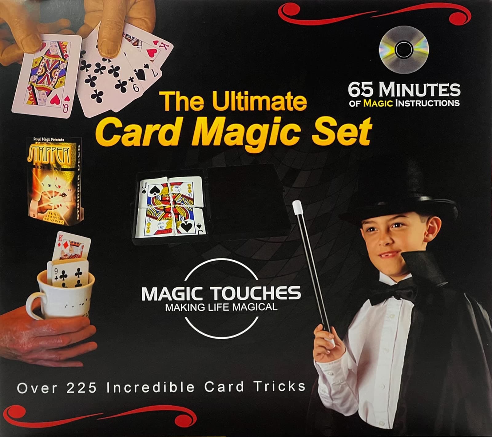 Magic Touches Ultimate Card Magic Set with Over 225 Incredible Card Tricks Revealed Through Step-by-Step Video Instructions, Ideal for All Skill Levels from Kids to Adults to Amateur Magicians